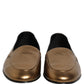 Gold Leather DG Logo Slip On Men Loafers Shoes