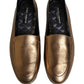 Gold Leather DG Logo Slip On Men Loafers Shoes