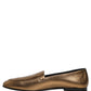 Gold Leather DG Logo Slip On Men Loafers Shoes