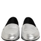 Silver Leather DG Logo Slip On Loafers Shoes