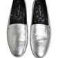 Silver Leather DG Logo Slip On Loafers Shoes