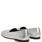 Silver Leather DG Logo Slip On Loafers Shoes