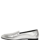 Silver Leather DG Logo Slip On Loafers Shoes