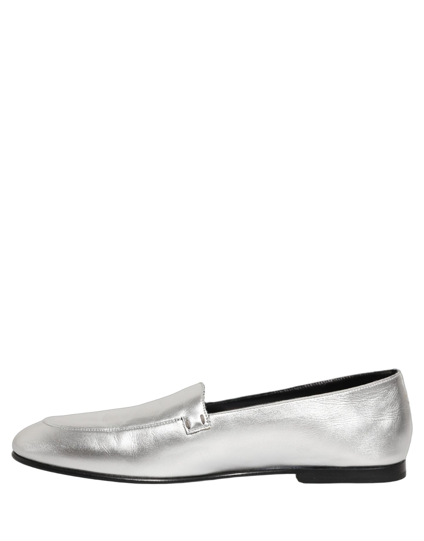 Silver Leather DG Logo Slip On Loafers Shoes