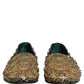 Gold Sequin Embellished Dress Loafers Shoes