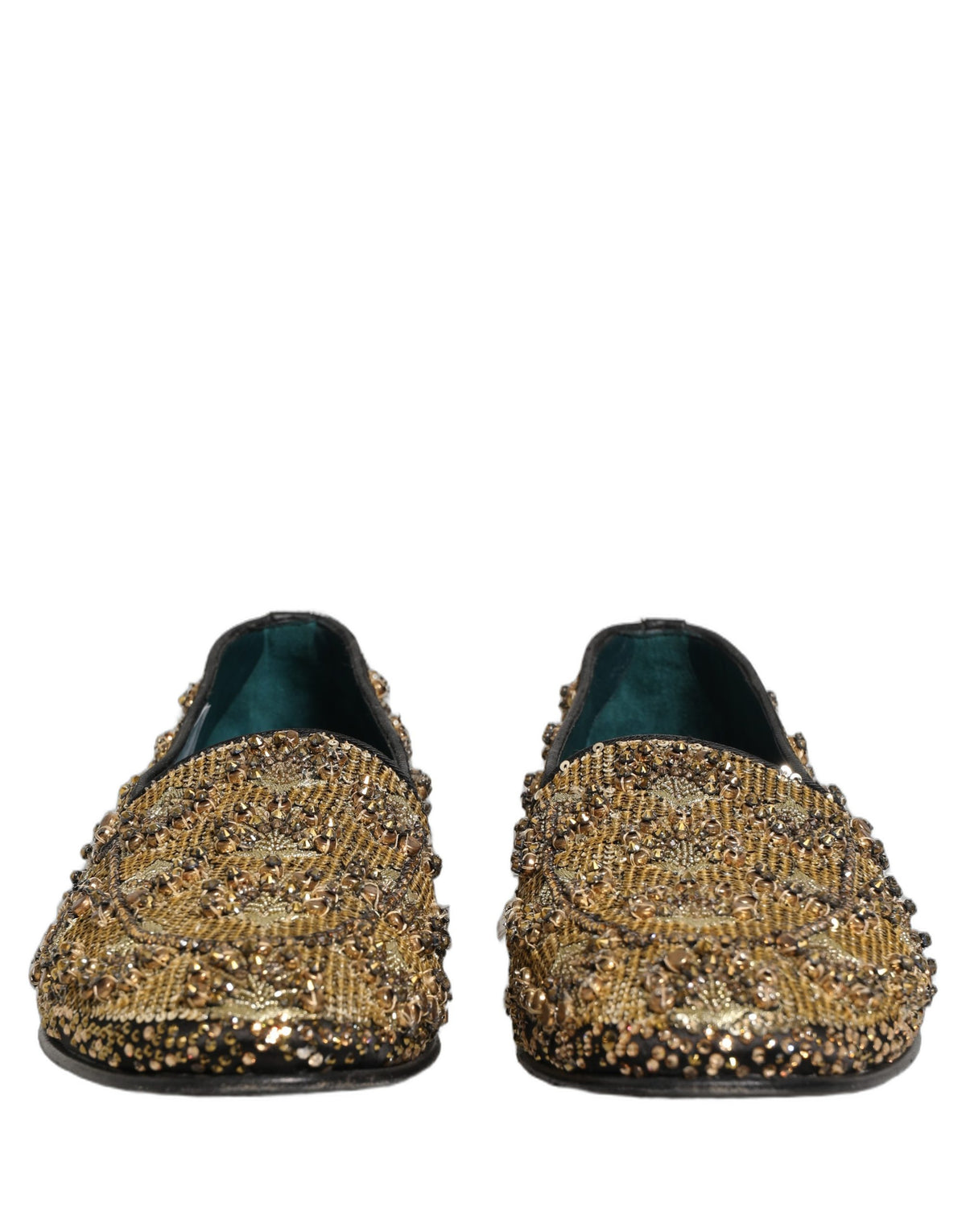 Gold Sequin Embellished Dress Loafers Shoes