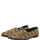 Gold Sequin Embellished Dress Loafers Shoes