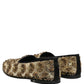 Gold Sequin Embellished Dress Loafers Shoes