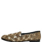 Gold Sequin Embellished Dress Loafers Shoes