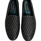 Black Velvet Diamond Stitched Loafers Shoes