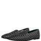 Black Velvet Diamond Stitched Loafers Shoes