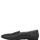 Black Velvet Diamond Stitched Loafers Shoes