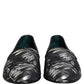 Black Leaf Embroidery Dress Men Loafers Shoes