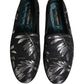 Black Leaf Embroidery Dress Men Loafers Shoes