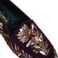 Violet Velvet Floral Embroidery Loafers Shoes