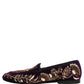 Violet Velvet Floral Embroidery Loafers Shoes