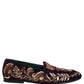 Violet Velvet Floral Embroidery Loafers Shoes