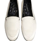 White Satin Logo Slip On Flats Loafers Shoes