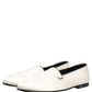 White Satin Logo Slip On Flats Loafers Shoes