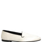 White Satin Logo Slip On Flats Loafers Shoes
