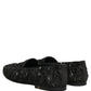 Black Velvet Embroidered Dress Loafers Shoes