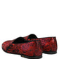 Red Floral Jacquard Slip On Loafers Shoes