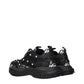 Black Fabric Chunky Sneakers