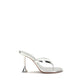 Silver Calf Leather Bos Taurus Stiletto Heel Sandals