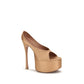 Beige Silk Platform Pumps