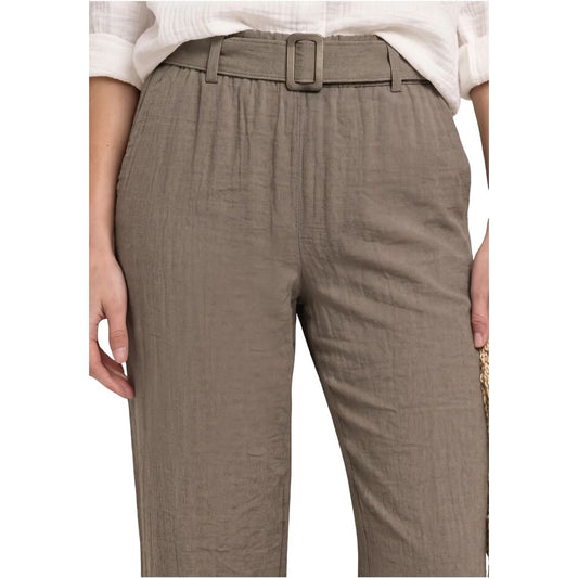 Beige Viscose Casual Pants