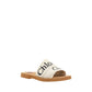 White Cotton Flat Sandals