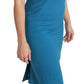 Blue Virgin Wool Casual Dress