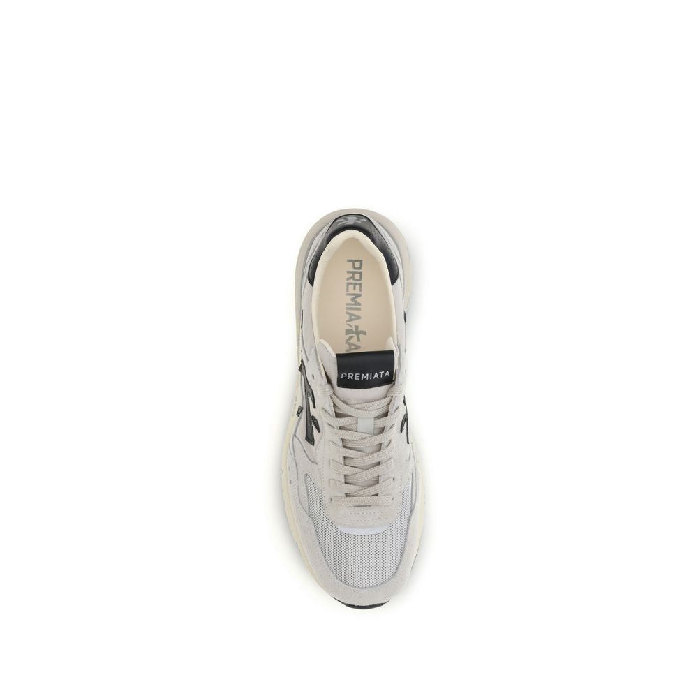 White Polyester Low Top Sneakers