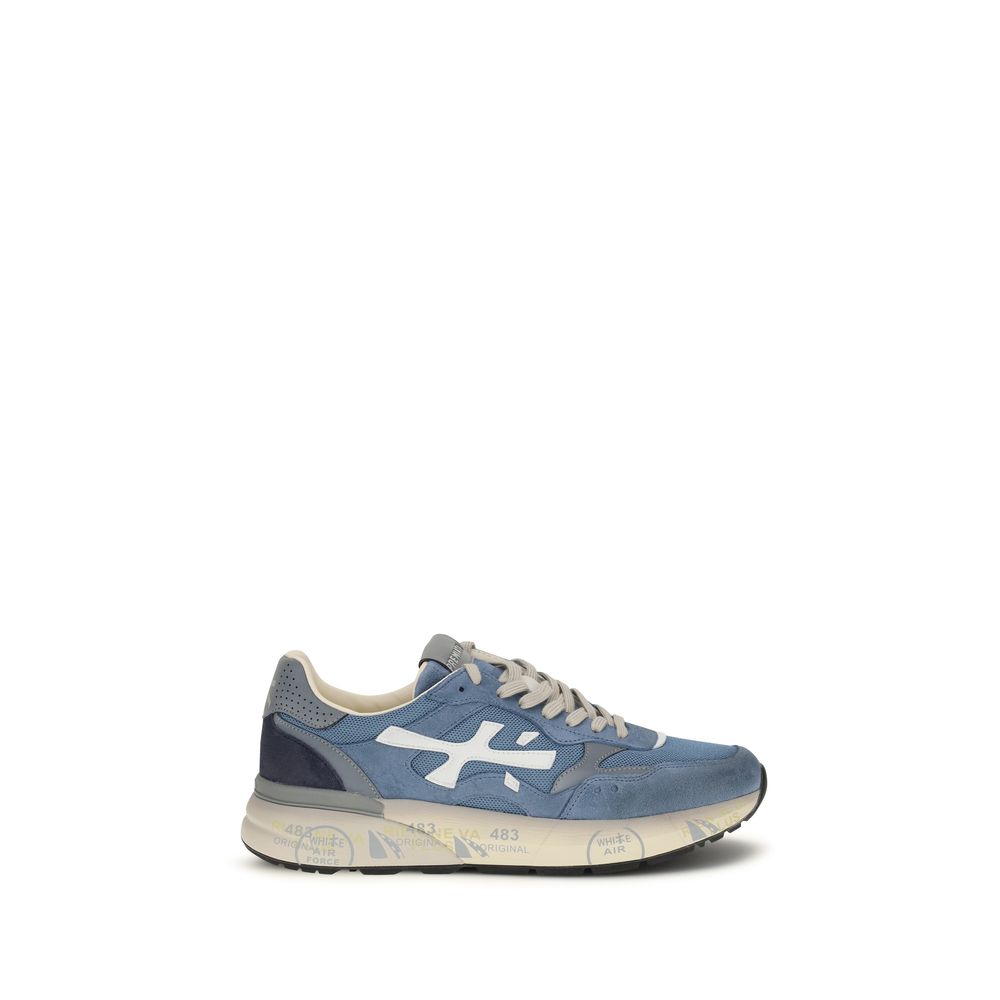 Blue Polyester Low Top Sneakers