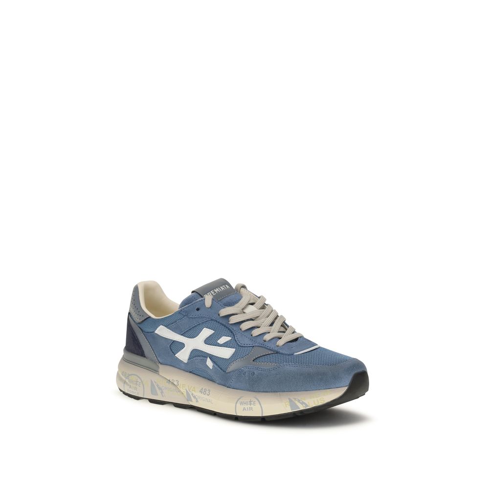 Blue Polyester Low Top Sneakers