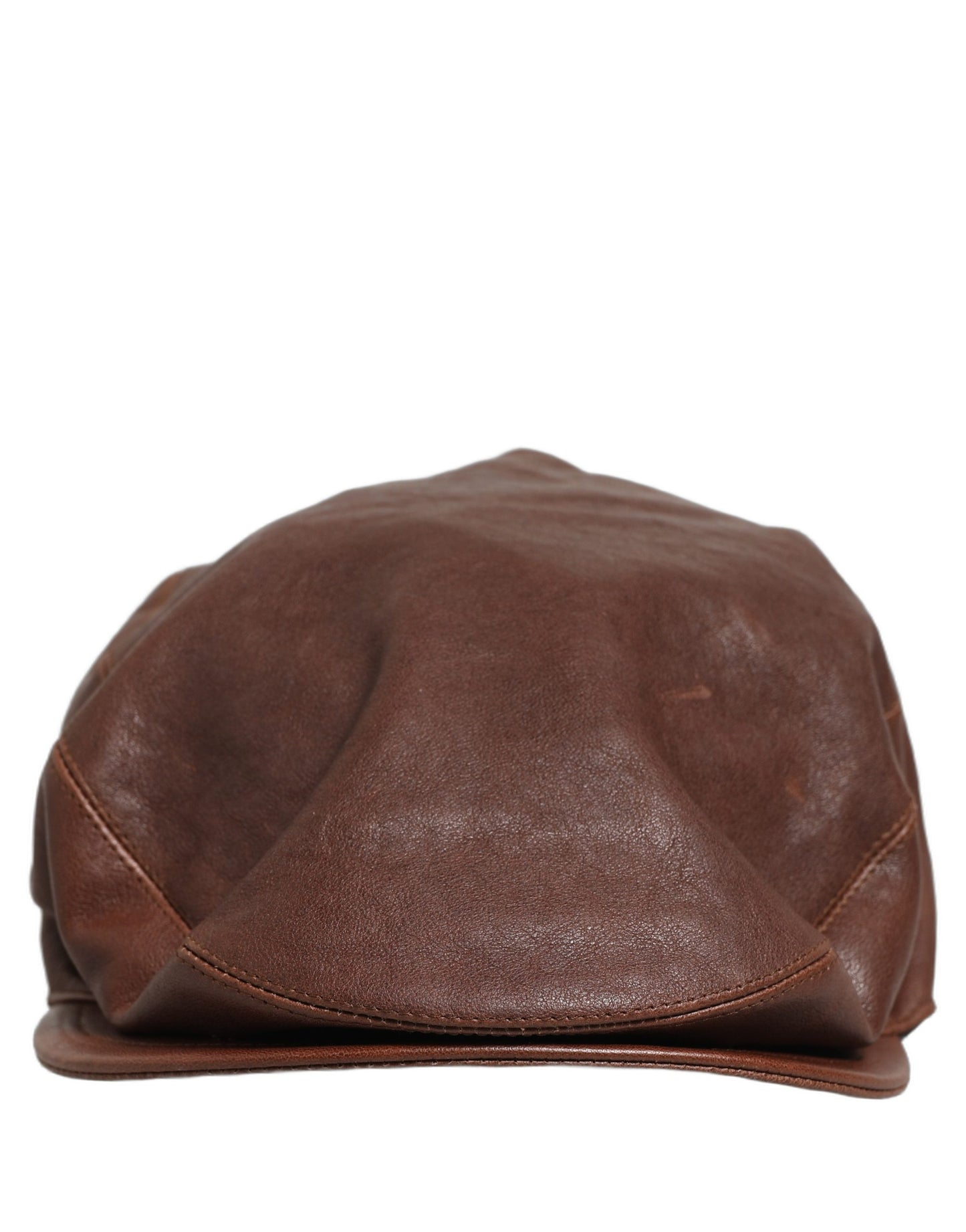 Men Brown Lamb Leather Newsboy Cloth Capello Hat