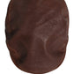Men Brown Lamb Leather Newsboy Cloth Capello Hat