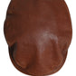 Men Brown Lamb Leather Newsboy Cloth Capello Hat