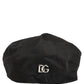 Men Black Cotton Stretch Newsboy Cloth Capello Hat