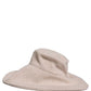 Women Beige Wool Knit Wide Brim Bucket Capello Hat