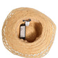 Women Beige Wide Brim Floral Bucket Capello Hat
