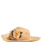 Women Beige Wide Brim Floral Bucket Capello Hat