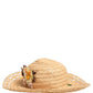 Women Beige Wide Brim Floral Bucket Capello Hat