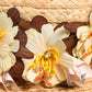 Women Beige Wide Brim Floral Bucket Capello Hat