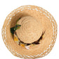 Women Beige Wide Brim Floral Bucket Capello Hat