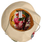 Women Beige Floral Apllique Straw Bucket Hat