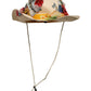 Women Beige Floral Apllique Straw Bucket Hat