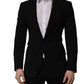 Black Wool Single Breasted Men Blazer Jacket