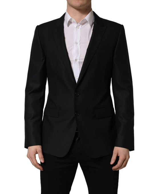 Dark Blue Wool Single Breasted Men Blazer Jacket