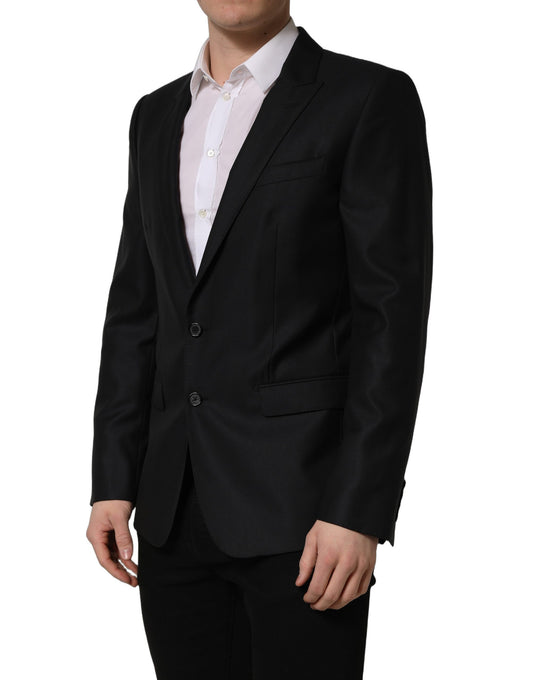 Dark Blue Wool Single Breasted Men Blazer Jacket